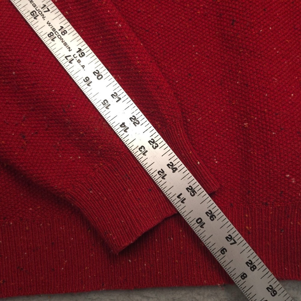 Jos A Bank Men XL Red Lambswool Quarter Zip Sweater Pullover Speckled Knit - Picture 7 of 9